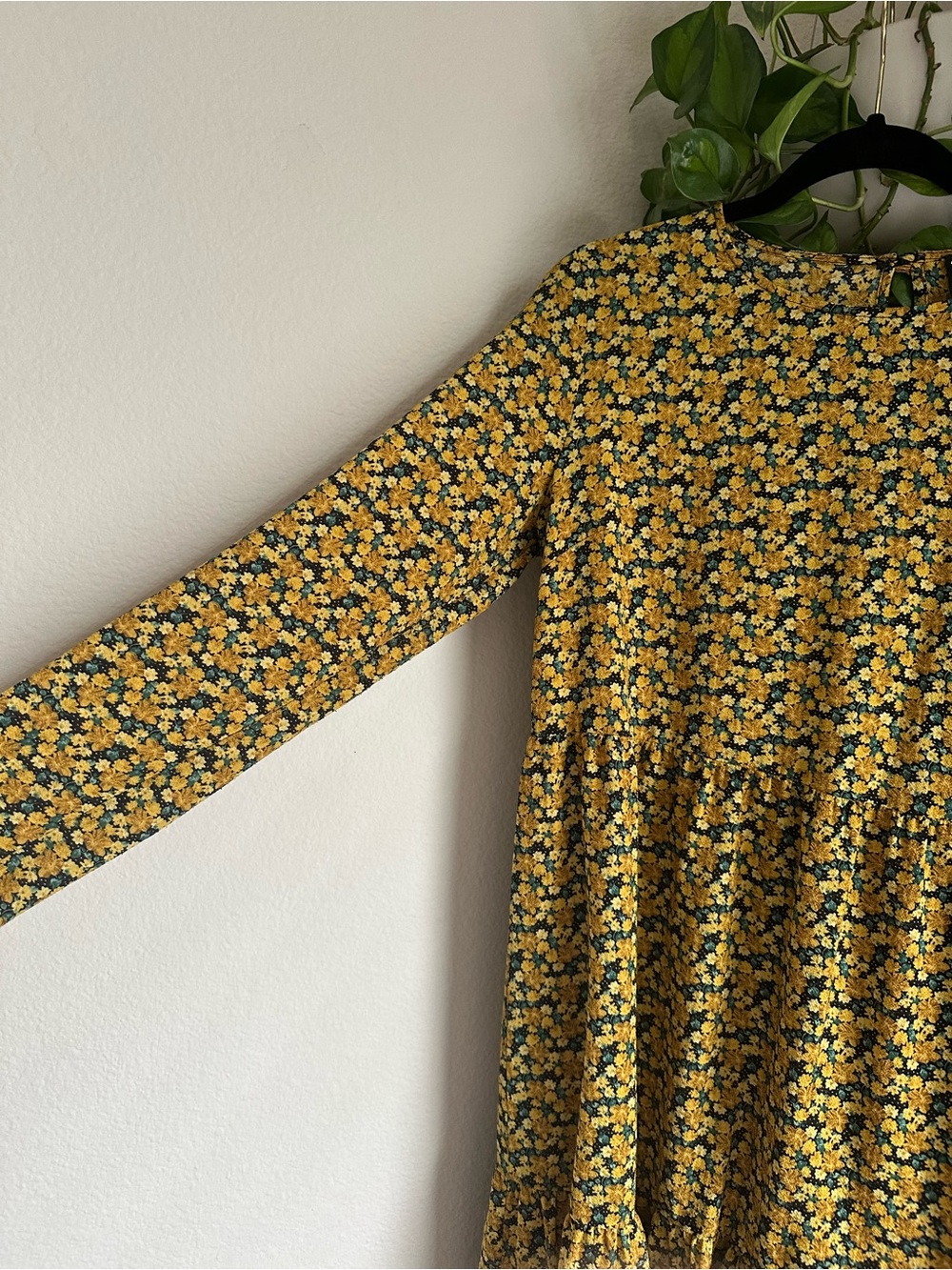 asos Midi Yellow and Black Floral Dress